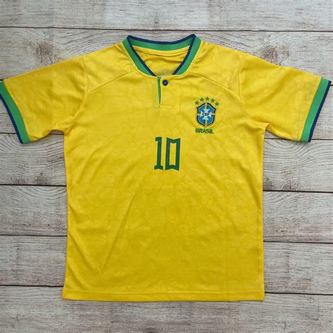 brazil  home neymar jr  kids soccer uniform jersey top