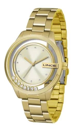 Reloj Pulsera Lince Lrg L De Cuerpo Color Dorado Cristal Mineral