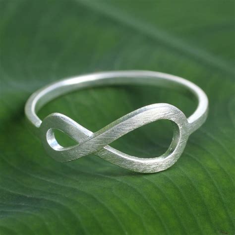 Womens Brushed Sterling Silver Infinity Symbol Ring Into Infinity