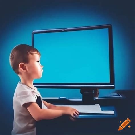 Child Using A Desktop Computer On Craiyon