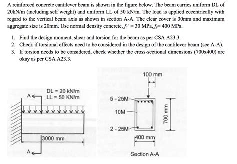 Solved A Reinforced Concrete Cantilever Beam Is Shown In The Chegg