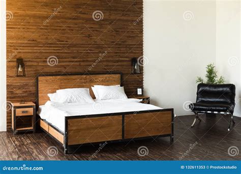 Interior Design Big Modern Wooden Bedroom Stock Image Image Of