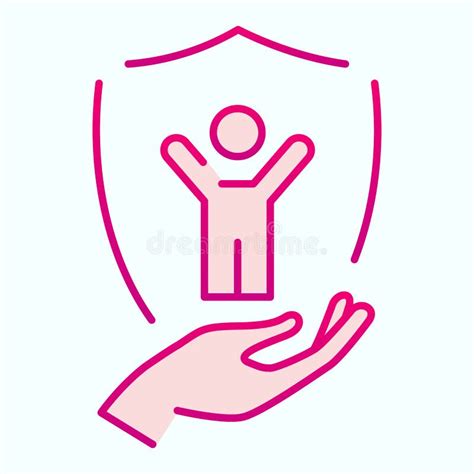 Child Protection Line Icon Baby In Shield Vector Illustration Isolated