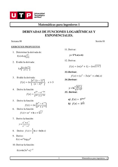 S08 s1 Ejercicios 1 Matemáticas para ingenieros 1 Matemáticas para