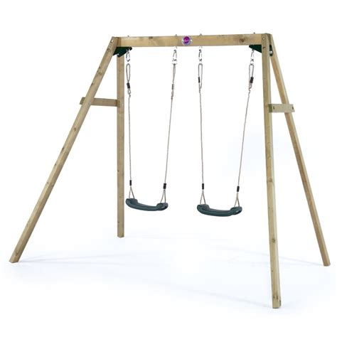 Plum Wooden Double Swing Set Garden Street