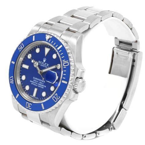 Rolex Submariner K White Gold Blue Dial Ceramic Bezel Watch