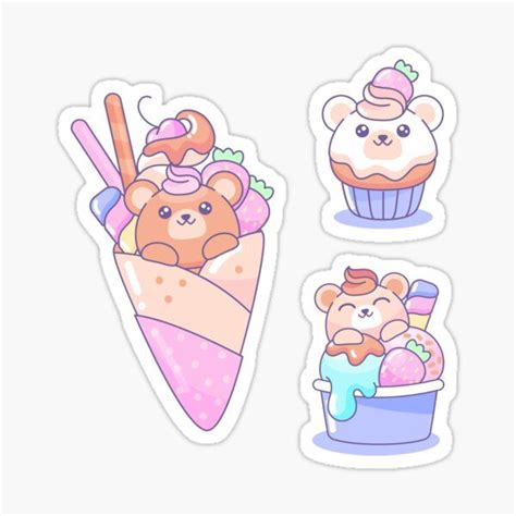 Kawaii Bear Sweets Sticker For Sale By Kawaiistudio