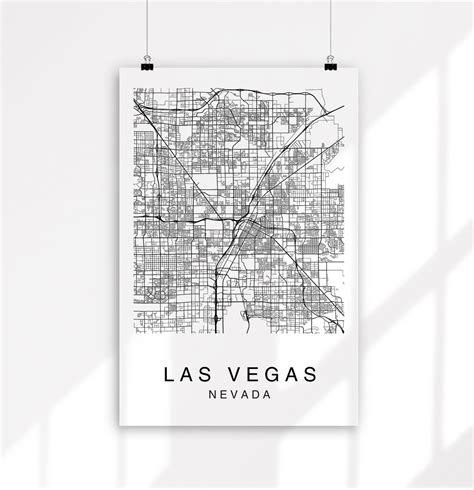 Impresión De Mapas De Las Vegas Mapa De Nevada Impresión De Etsy México