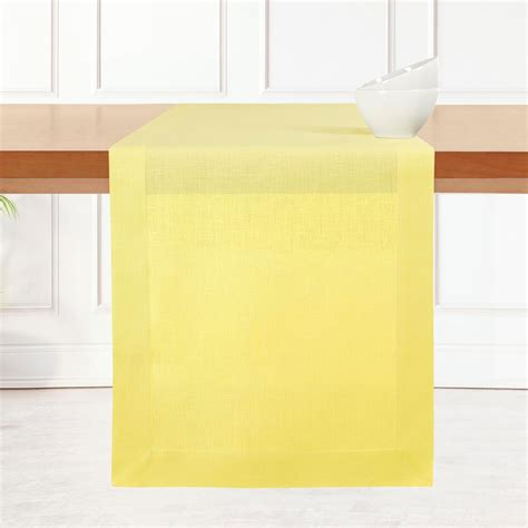 D Moksha Homes Yellow Linen Table Runner 108 Inches Long 100 Pure