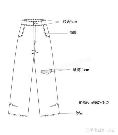 牛仔裤款式图修身简约的裤型 知乎