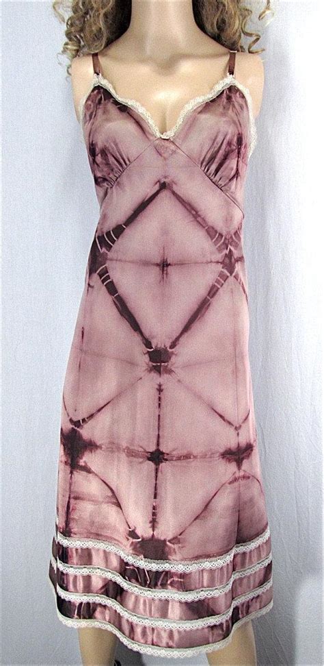 Shibori Dyed Slip Dress Large Tie Dye Hippie Lingerie Upcycled