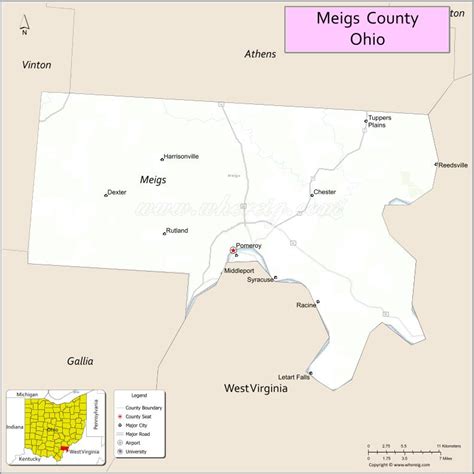 Map Of Meigs County Ohio Where Is Located Cities Population