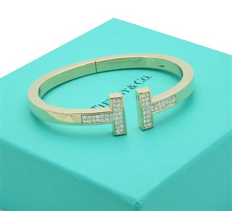 Tiffany And Co 18k Yellow Gold T Square Diamond Bracelet