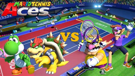 Mario Tennis Aces Yoshi Bowser Vs Waluigi Wario Marina Stadium