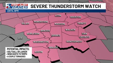 Severe Thunderstorm Watch Issued For Portions Of The Area Until 9pm