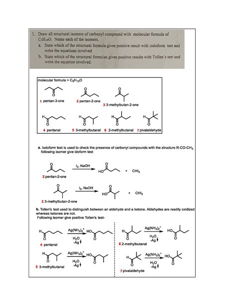 Solved 1 Draw All Structural Isomers Of Carbonyl Compound With Molecular Course Hero