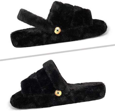 Sevego Womens Fuzzy Fluffy House Slippers Soft Warm Comfy Flat Slides