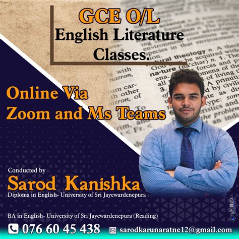 English Literature Classes For Local O/l Students | English Literature ...