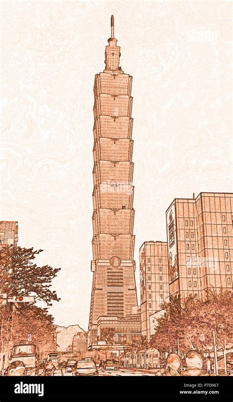 Illustration Of 101 Tower Taipei Taiwan Stock Photo Alamy