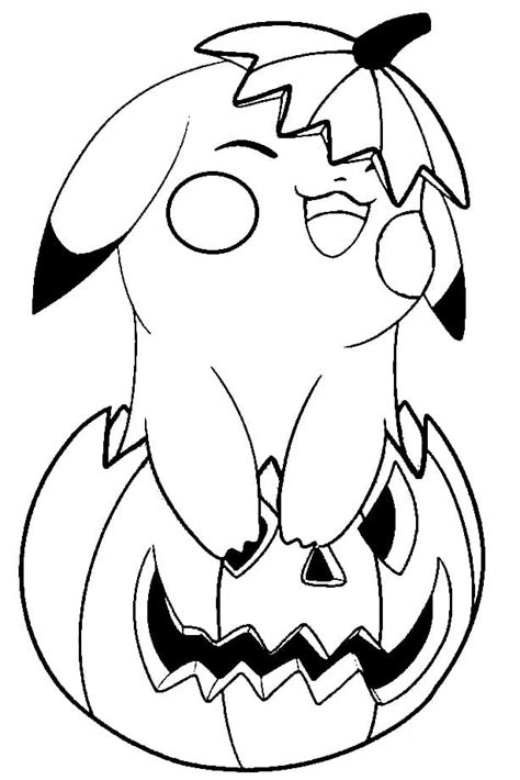 Halloween Pikachu and Pumpkin coloring page - Download, Print or Color ...