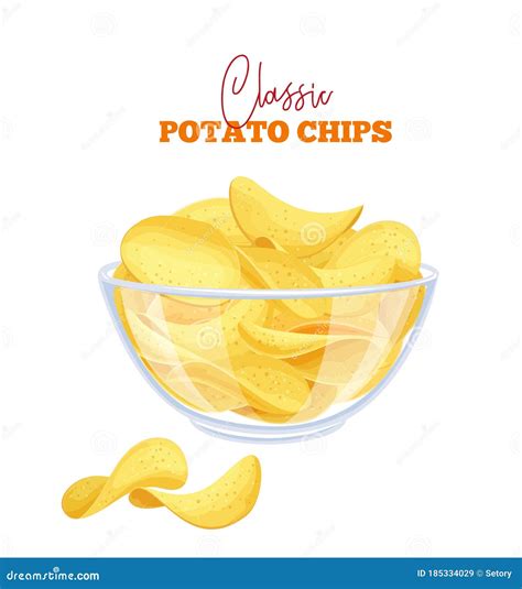 Potato Chips Set Stock Vector Illustration Of Crispy