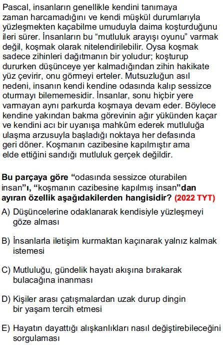 2022 TYT Paragraf Çıkmış Sorular Doğru Tercihler