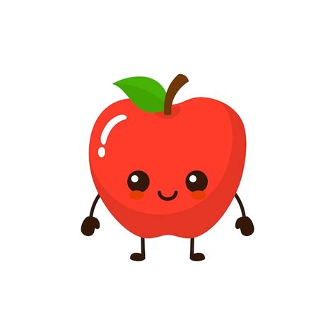 Lindo y gracioso personaje de fruta de manzana ilustración de