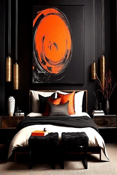 Artistic Black And Rust Bedroom Ideas Orange Bedroom Decor Burnt