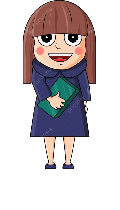 Happy Teachers Day A Teacher Holds A Book Vector Book Girl Woman Png