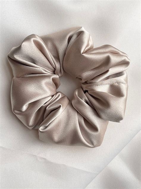 Sand Satin Scrunchies Pack Bridesmaid Gifts Big Scrunchie Etsy