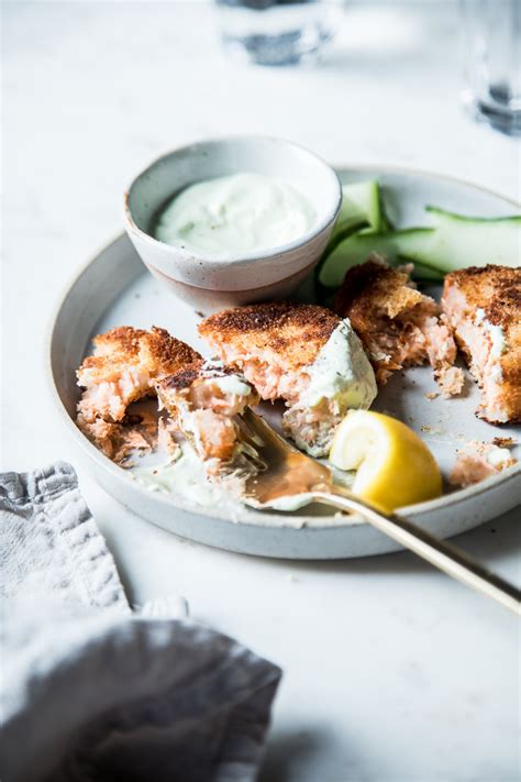 Potato Salmon Cakes With A Garlic And Chive Yogurt Sauce — Flourishing Foodie