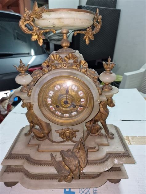 Mantel Clock Alabaster Brass 1880 1900 Catawiki