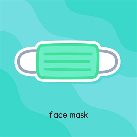 Premium Vector Green Face Mask Kawaii Doodle Flat Cartoon Vector