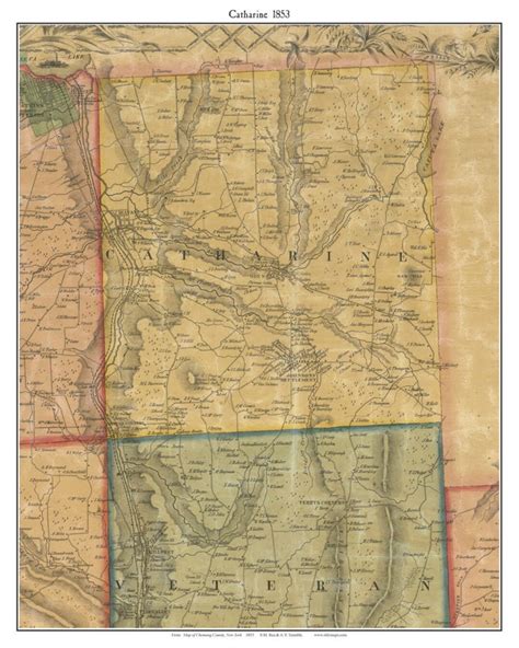 Catherine Old Town Map With Homeowner Names New York Reprint