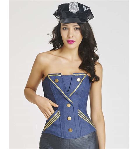 Fashion Navy Style Blue Denim Strapless Overbust Corset N