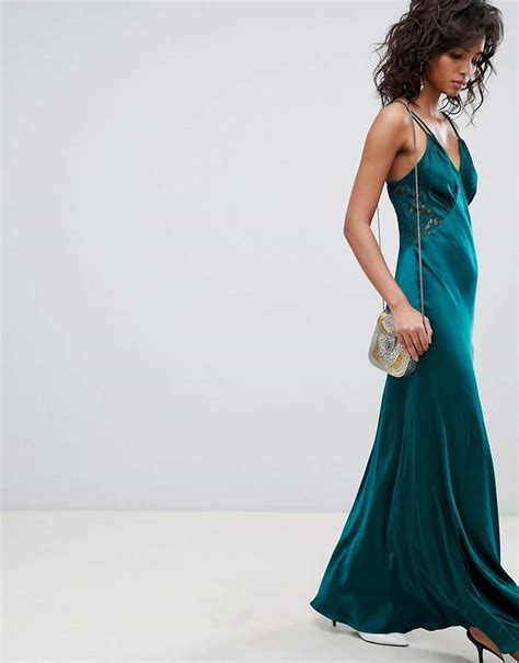 Ghost Satin Maxi Cami Dress With Lace Inserts Shopstyle