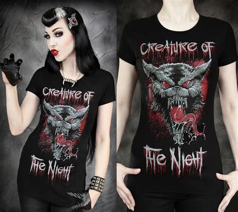 Creature Of The Night Printed Womens Goth Tee Shirt Gothgothictee