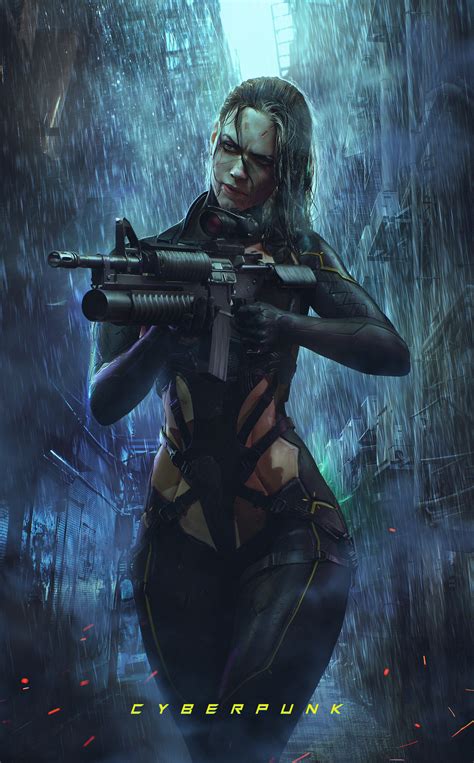 Cyberpunk Girl With Gun By Soufiane Idrassi Concept Artist R Cyberpunk