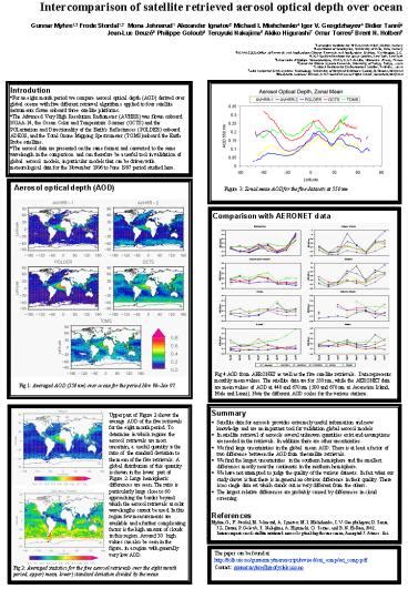 Ppt Intercomparison Of Satellite Retrieved Aerosol Optical Depth Over