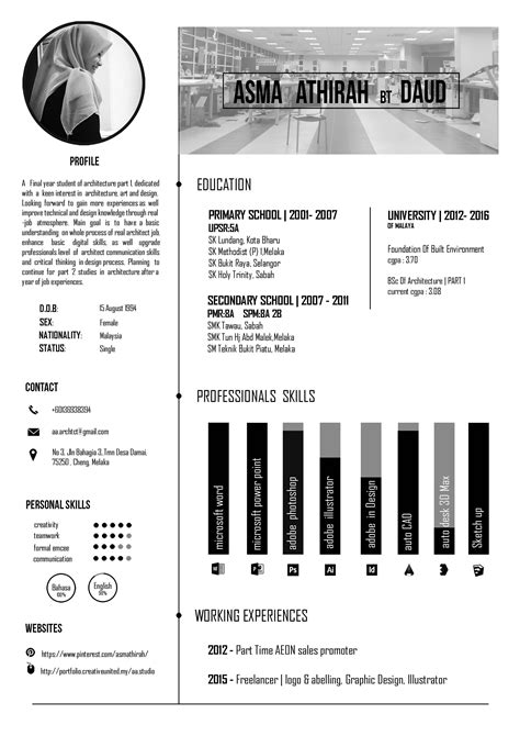 Architecture Resume Black And White Theme Architecture Resume