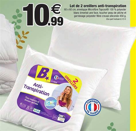 Promo Lot De 2 Oreillers Anti Transpiration Chez Bazarland ICatalogue Fr