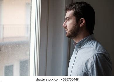 Portrait Sad Man Looking Out Window Stock Photo 528758449 | Shutterstock