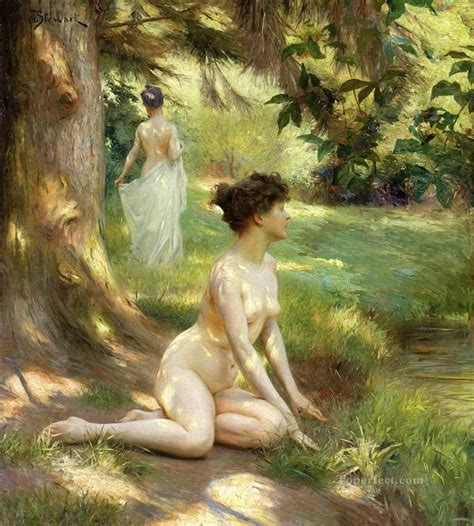 Nude Under Tree Hans Zatzka Painting In Oil For Sale