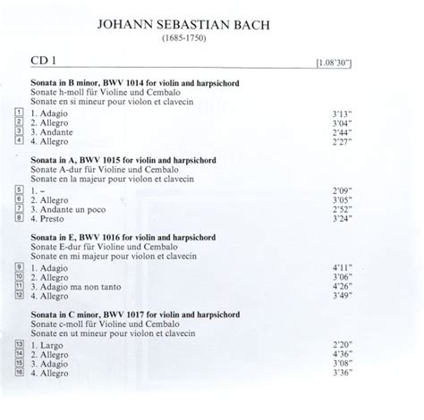 Complete Violin Sonatas Bwv 1014 1023 By Johann Sebastian Bach