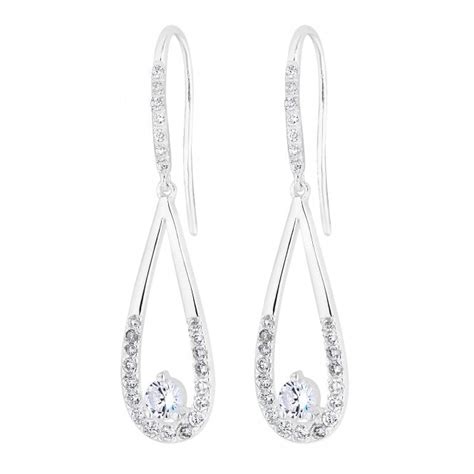 Simply Silver Sterling Silver 925 White Cubic Zirconia Teardrop Drop