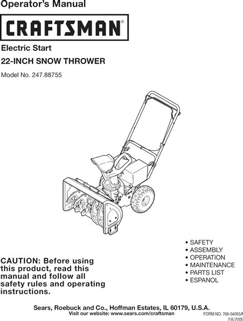 Craftsman User Manual Snow Thrower Manuals And Guides L