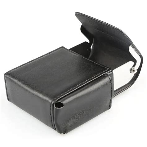 Portable Black Pocket Leather Metal Tobacco 20 Cigarettes Case Smoke Holder Storage Case