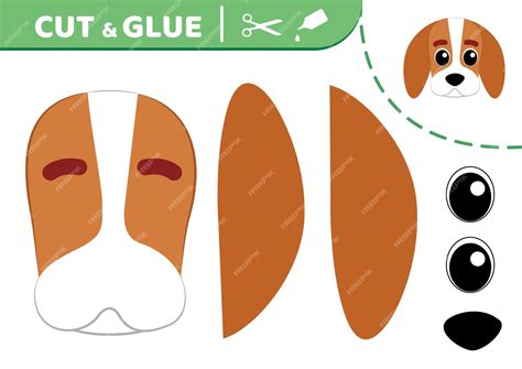 Premium Vector Dog Face Cut And Glue Puppy Application Work Paper