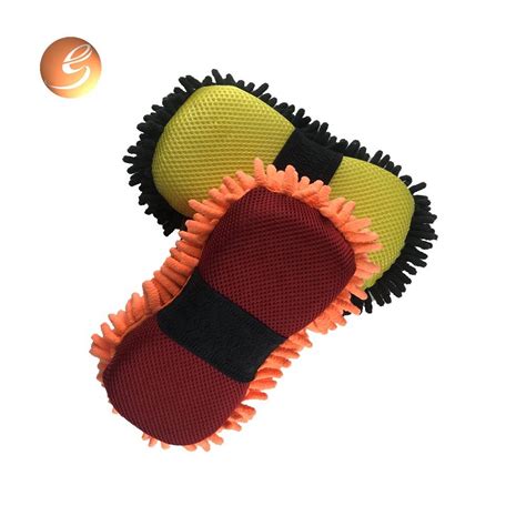 China Microfiber Car Wash Sponge With Mesh And Wrist Band Chenille Car ...