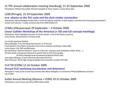 Conferences Workshops And Other Meetings LCD Participants Talks